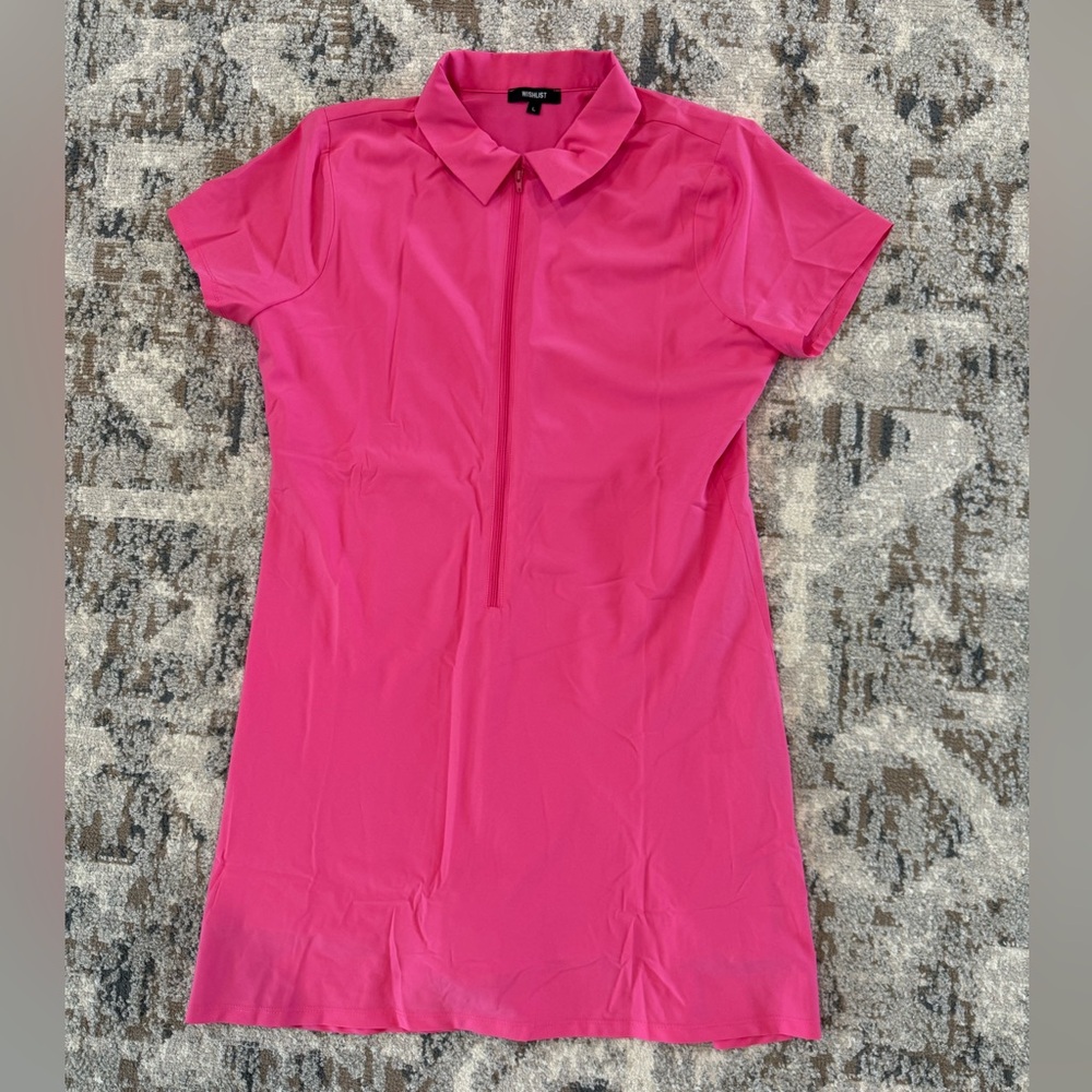 Pink Athletic Short Sleeve Polo Romper Dress - Medium